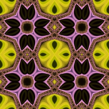 Digital computer graphic - seamless fractal ornament with flowers for design.