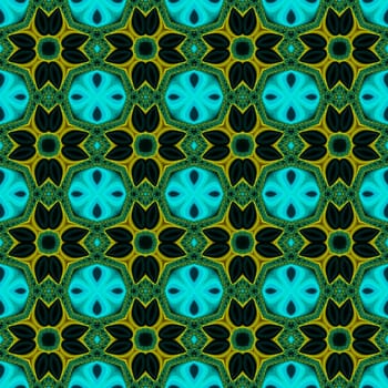 Digital computer graphic - seamless fractal ornament with flowers for design.