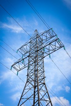 High voltage post. High-voltage tower sky background