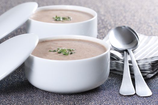 Cream soup with mushrooms and bean