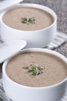 Cream soup with mushrooms and bean