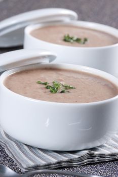 Cream soup with mushrooms and bean