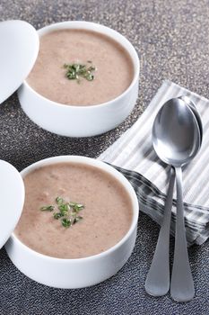 Cream soup with mushrooms and bean