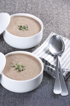 Cream soup with mushrooms and bean