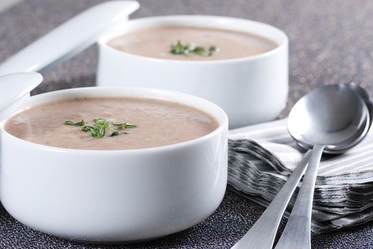 Cream soup with mushrooms and bean