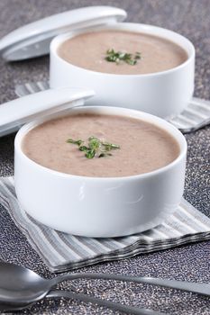 Cream soup with mushrooms and bean