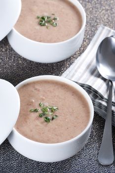 Cream soup with mushrooms and bean