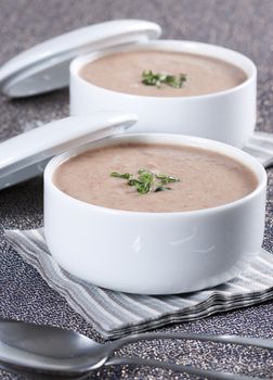 Cream soup with mushrooms and bean