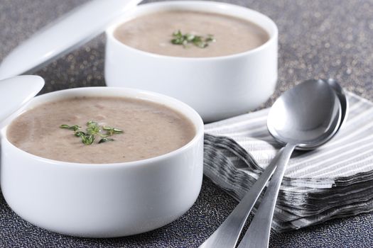 Cream soup with mushrooms and bean