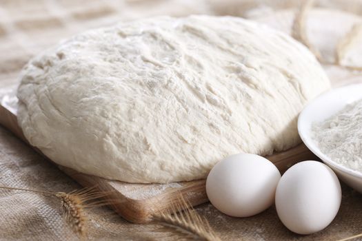 Baking fresh bread background, dough