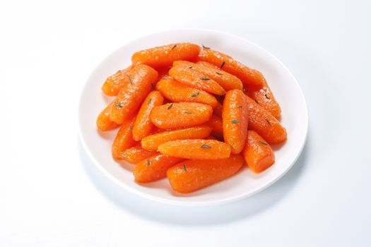 Honey glazed baby carrots with thyme