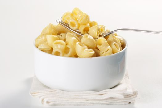 Macaroni and cheese in the bowl