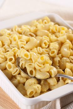 Macaroni and cheese in the casserole 