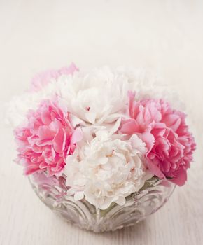 Vase of beautiful fresh peony flowers