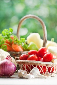 Healthy vegetables in the basket 