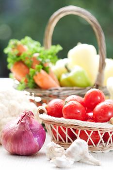 Healthy vegetables in the basket 