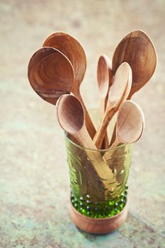 Still life of wooden cooking utensils