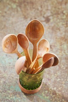 Still life of wooden cooking utensils