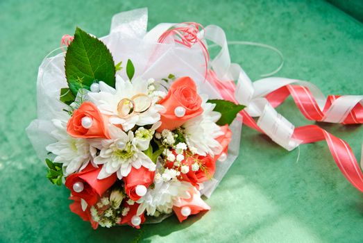 bridal bouquet of white roses