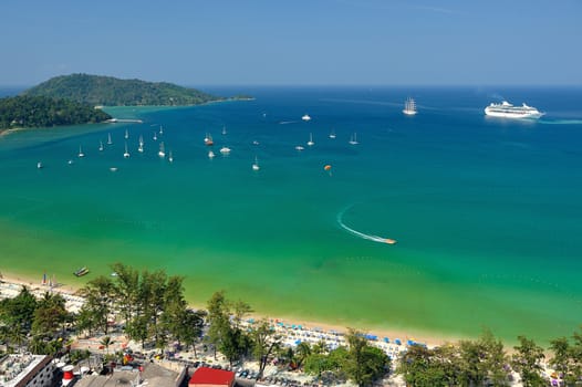 Patong tropical beach from aerial view, Phuket. Thailand.