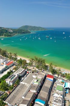 Patong tropical beach from aerial view, Phuket. Thailand.