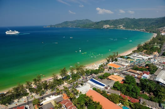 Patong tropical beach from aerial view, Phuket. Thailand.