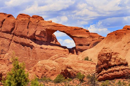 Red Brown Skyline Arch Rock Canyon Arches National Park Moab Utah USA Southwest. 