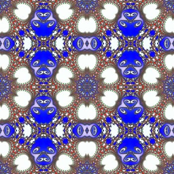 Digital computer graphic - seamless decorative ornament in a blue colors for design.