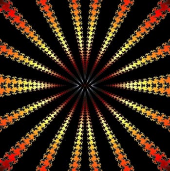 Digital computer graphic - rendering. Patterned fractal background with stripes for design.