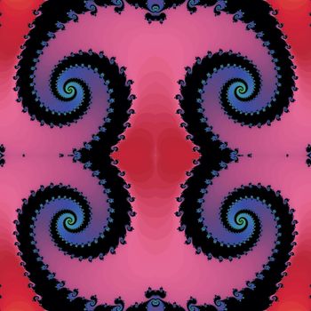 Digital computer graphic - patterned fractal ornament with spiral for design.