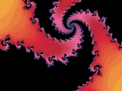 Digital computer graphic - rendering. Patterned fractal background with spiral for design