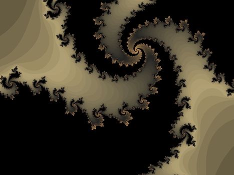 Digital computer graphic - rendering. Patterned fractal spiral in a dark colors for design