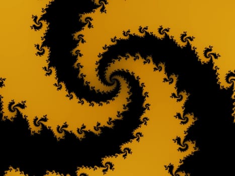 Digital computer graphic - rendering. Patterned fractal spiral in a yellow colors for design