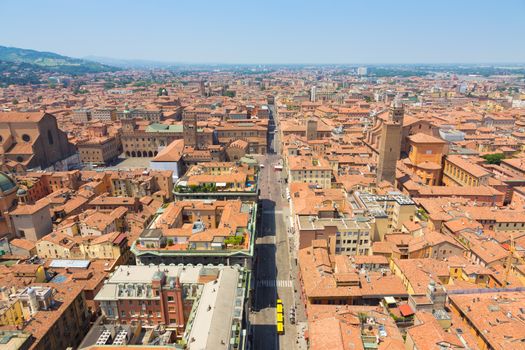 Italy, Bologna aerial view from Asinelli tower.