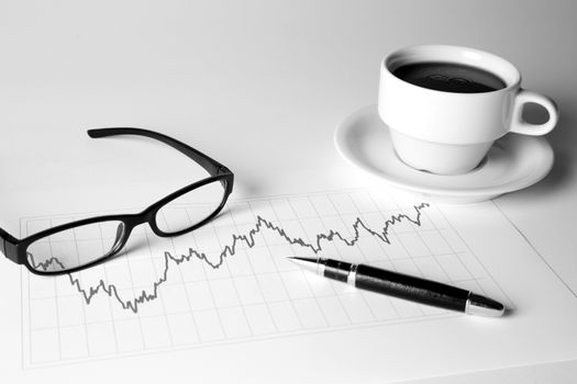 Financial management charts in black and white color