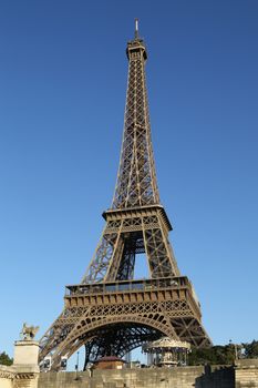 Eiffel Tower in Paris France seen from the Seine River