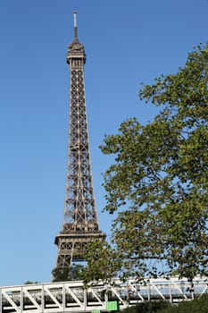 Eiffel Tower in Paris France seen from the Seine River