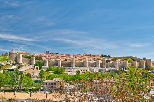 Historic wall and city of Avila, Spain