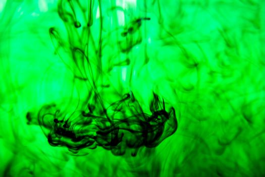 Vegetable ink poured into water with white background.