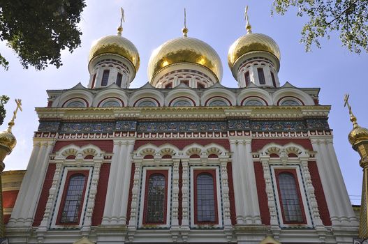 The spiers and the domes of the church in Shipka is covered with gold 