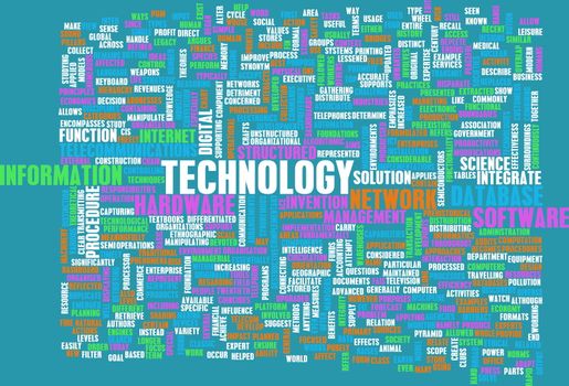 Technology Word Cloud as a Business Concept Art