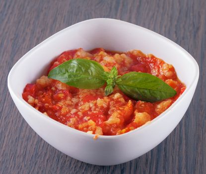 Pappa al pomodoro, typical Italian bread and tomato dish