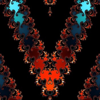 Digital computer graphic - patterned fractal background in a dark colors for design