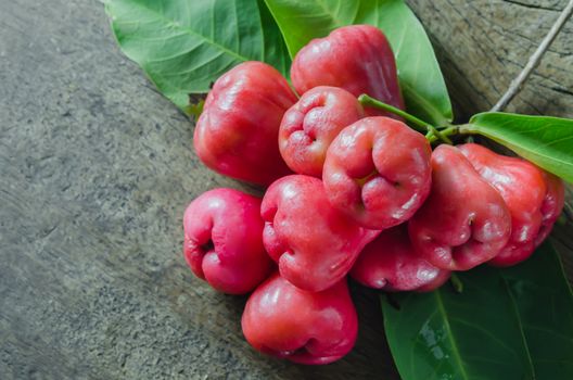 still life of rose apple or chompu on wooden