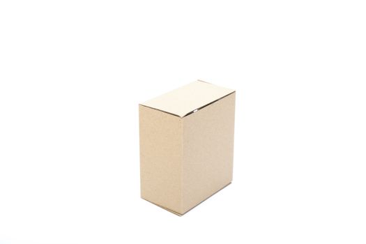 One brown carton on white isolated background. box on white isolated background.