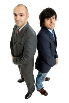 two young businessmen full body, isolated on white