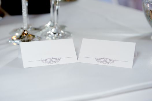 Wedding reception name card to reserve place in the evening