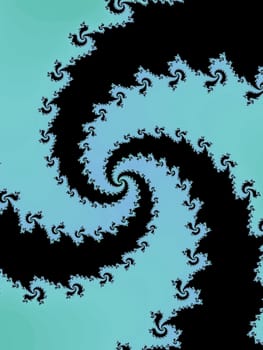 Digital computer graphic - rendering. Patterned fractal background with spiral for design.
