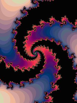 Digital computer graphic - rendering. Patterned fractal background with spiral for design.
