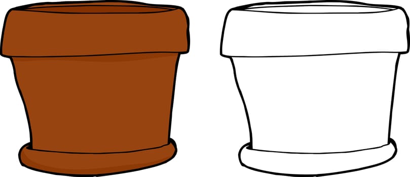 Hand drawn cartoon of empty houseplant pot